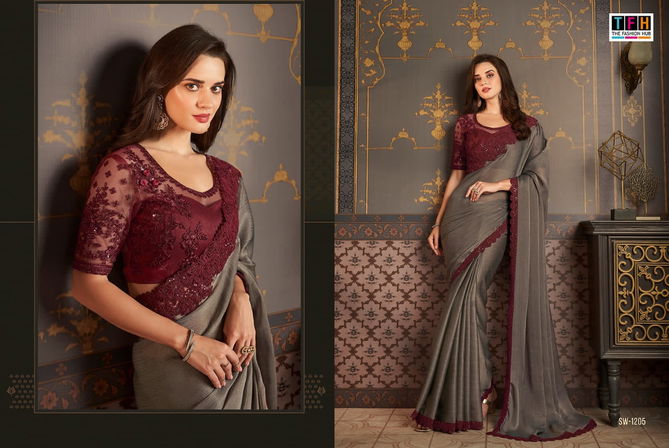 Sandalwood 12th Edition By Tfh Heavy Designer Party Wear Sarees Wholesale Market In Surat